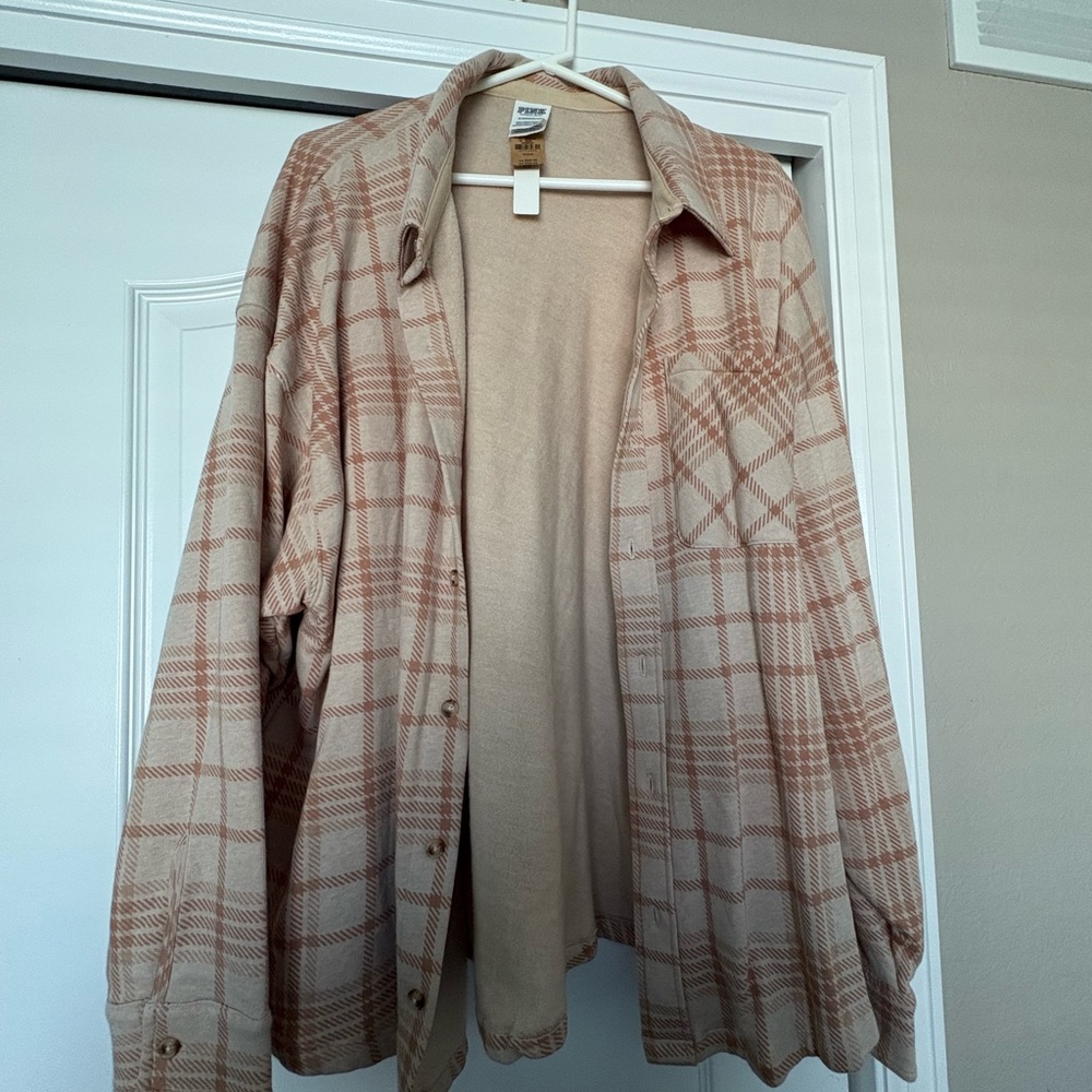 PINK Victoria's Secret Beige Plaid Shirt